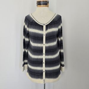 Marc By Marc Jacobs Cream Shell Grey Ombre Silk Cashmere Cardigan Sz M (624)